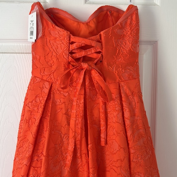 SOLD Jules & Cleo Brocade Strapless Orange Ball Gown Prom Dress Size 6 - Picture 6 of 8